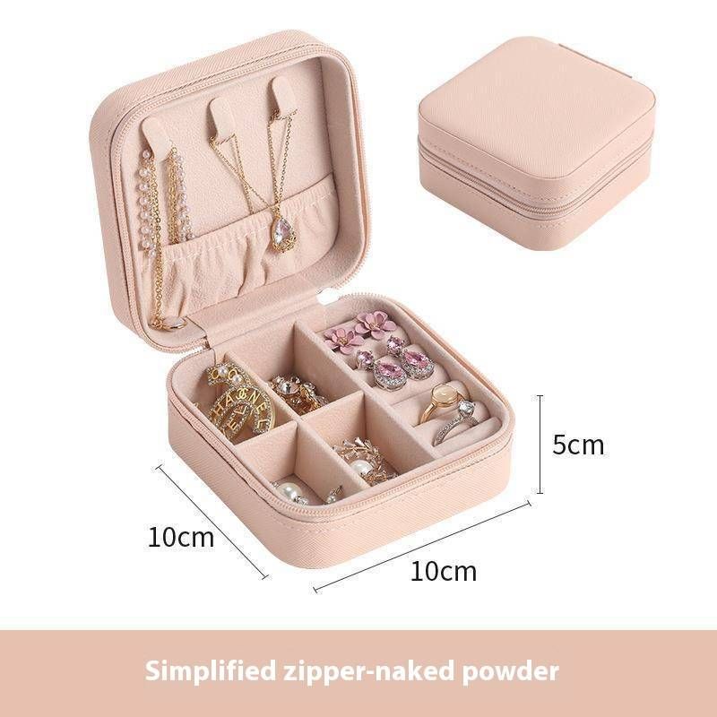 Minimalist Jewelry Box With Zipper – Portable Single-Layer Storage Case For Earrings, Rings & Small Accessories_voghion.com