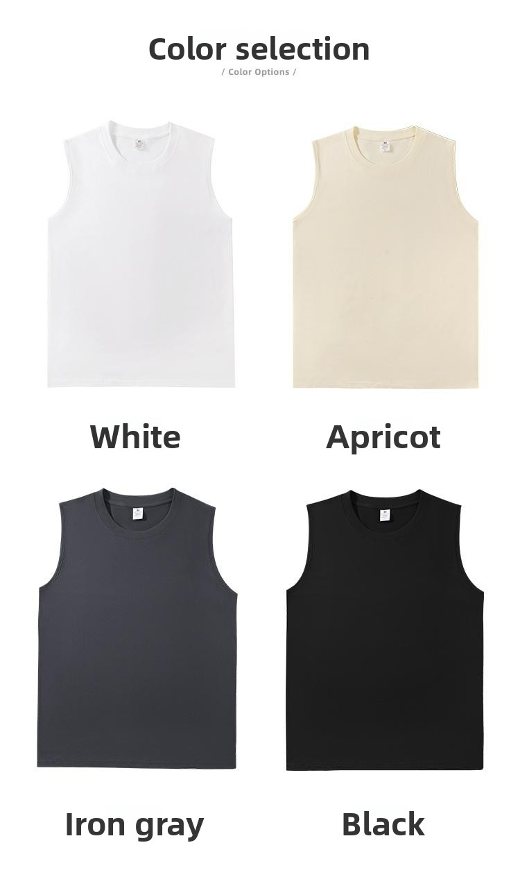Pure Cotton, Solid Color Sleeveless Crew Neck T-shirt, Unisex Top_voghion.com