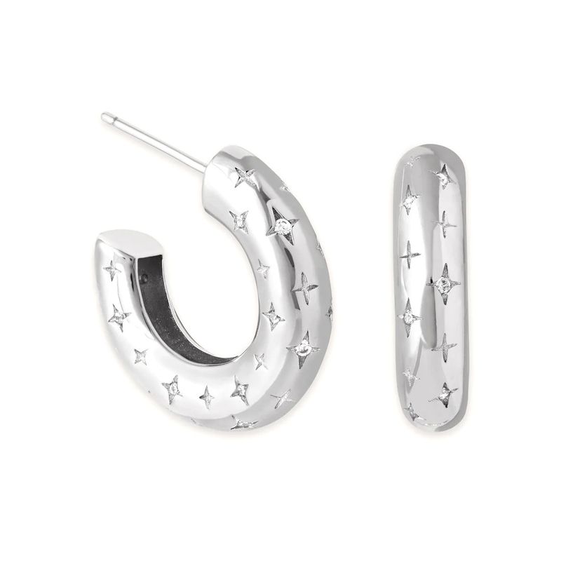 Brincos femininos de prata 925 com luz de agulha, estilo de metal de personalidade luxuosa, zircônia quebrada, formato de C, estrela e lua, brincos de design de nicho_voghion.com