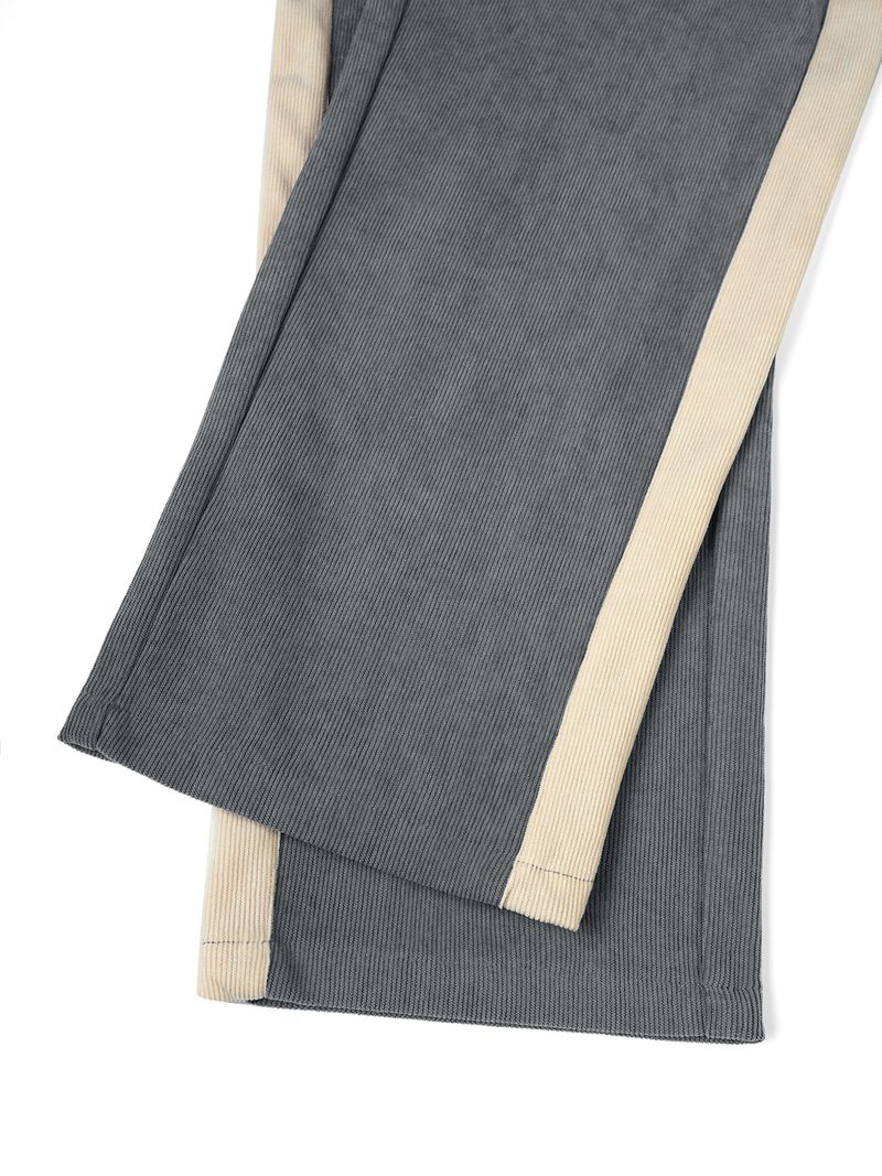 Cordhose mit Streifen für Herren – Lockere, gerade Passform, High Street Style (Schwarz, Cremeweiß, Dunkelgrau, S-XXL)_voghion.com