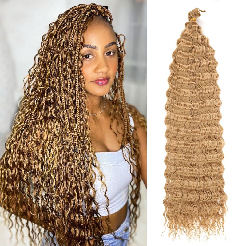 Deep Water Wave Crochet Hair Extensions – Europäischer und amerikanischer Stil, Kunstfaser, lockige Perücke_voghion.com