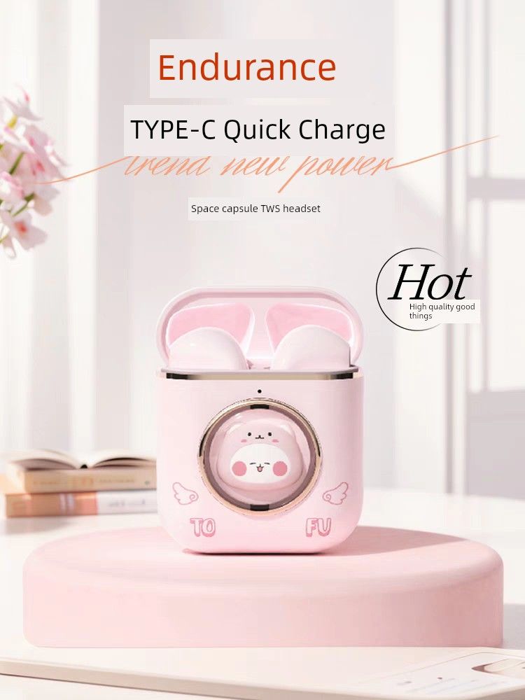 Original Cute Bluetooth Headset Call Noise Reduction Mini Binge-watching Game Low Latency Girl Student Semi-in-Ear_voghion.com