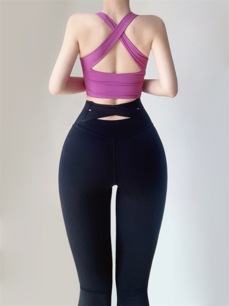 Pantaloni micro-evazați strâmți pentru femei, pentru primăvară și toamnă, cu talie înaltă, croială slim, pantaloni de yoga fitness_voghion.com