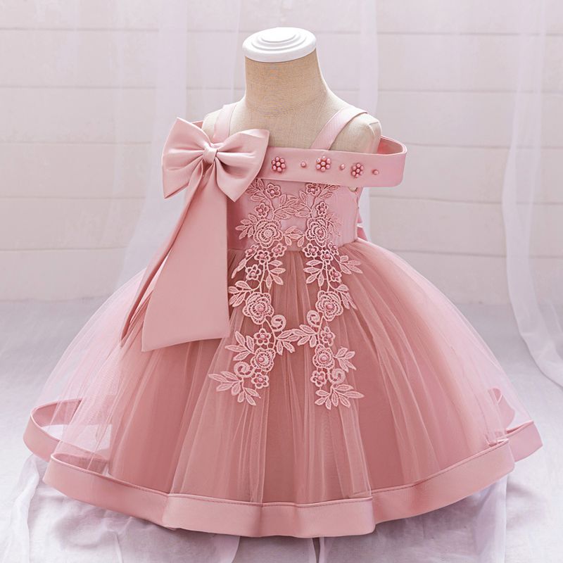 Abito da sposa per bambina 2025 (70-100 cm) | Tutù da principessa con ricami di perle e spalle scoperte per eventi estivi_voghion.com