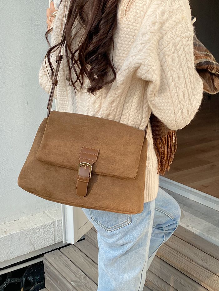 Korean Version Of Ms. 2025 New Temperament Suede Shoulder Square Crossbody Bag_voghion.com