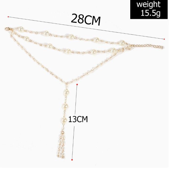 Turquoise Beaded Sexy For Women Versatile Textured Exaggerated Crystal Pearl Connected Toe Anklet_voghion.com