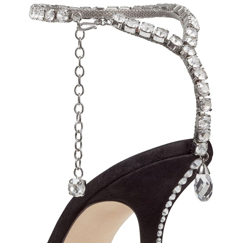 Eine Linie Diamant hohe Sandalen 2022 neue Sommer- und Herbstmode spitz sexy schlanke Ferse Kette Kristall Einzelschuhe für_voghion.com