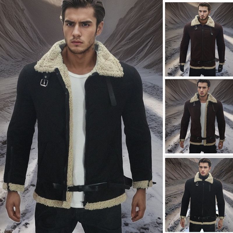 Suitable For All Seasons 2024 New Men's Shearling Thickened Suede Jacket Hot Sale_voghion.com