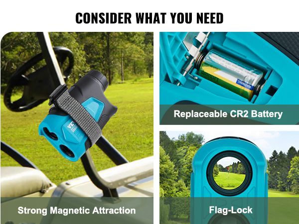VEVOR Golf Rangefinder, 1300 Yards Laser Golfing Hunting Range Finder, 6X Magnification Distance Measuring, Golfing Accessory With External Magnet Mount, High-Precision Flag Lock, Slope, And Batteries_voghion.com