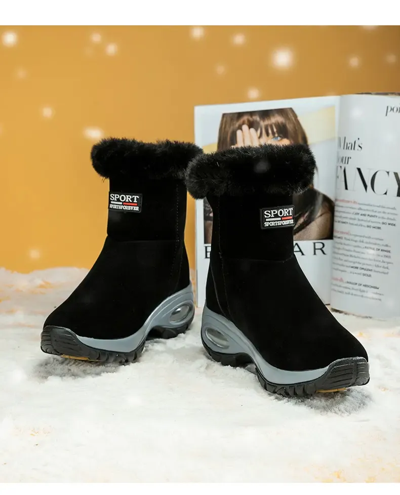 Winter sneeuwlaarzen dames plateau hoge laarzen platte zool kwaliteit warme zwarte nieuwe dames veter comfortabele leren dameslaarzen_voghion.com
