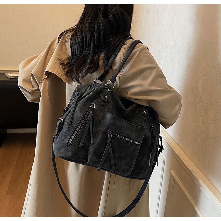 Large Capacity Vintage Tote Bag With Crossbody Strap, Soft Faux Leather Shoulder Bag For Daily Use, Light Luxury Stylish Handbag For Work And Travel_voghion.com