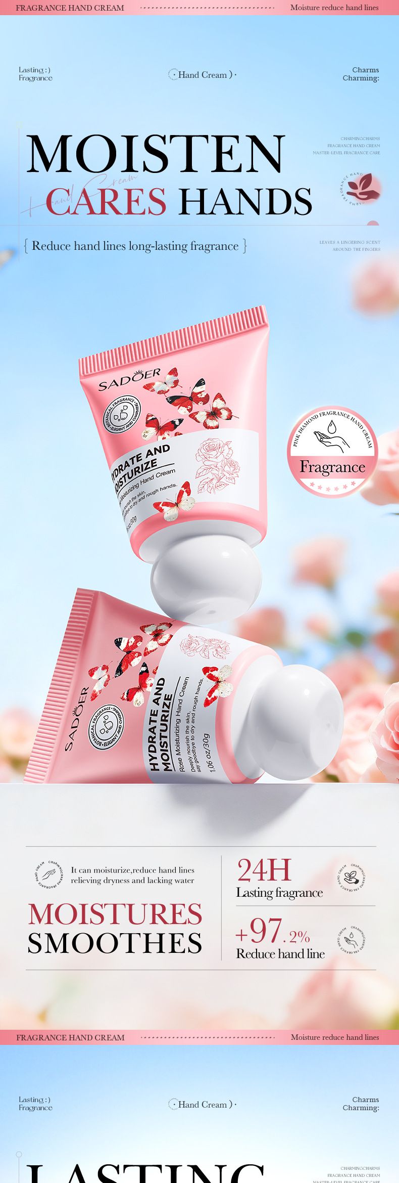 Crème mains hydratante parfumée à la rose pour l'automne et l'hiver_voghion.com
