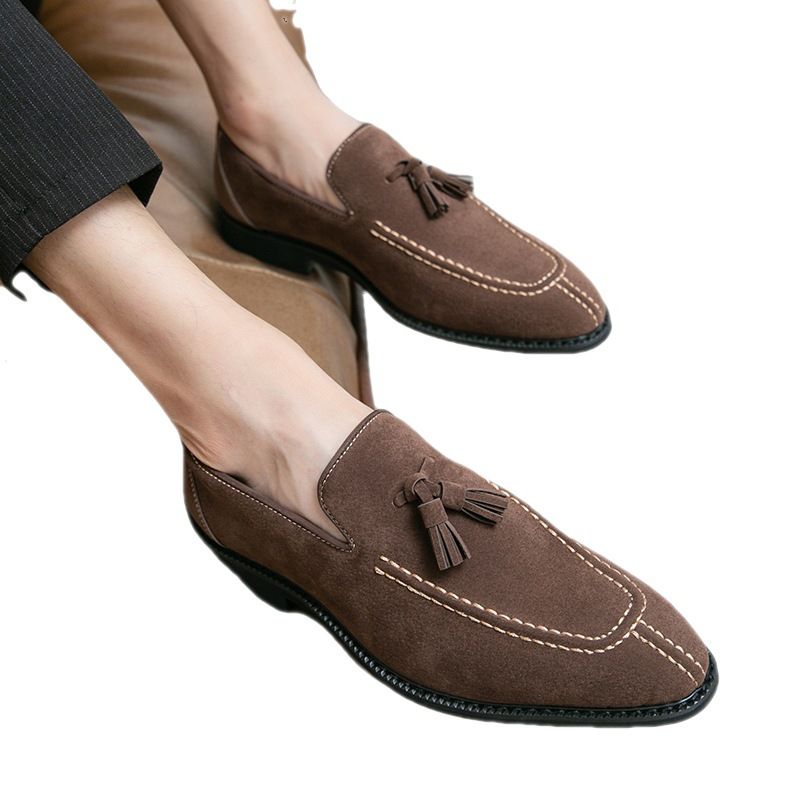 Mocassini da parrucchiere con nappe in pelle scamosciata, adatti a tutte le stagioni, casual, in stile britannico, da uomo, con punta a punta, versione coreana estiva_voghion.com