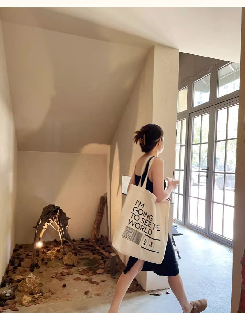 Carrying Canvas Bag Large Capacity Tote Bag Small Cloth Bag Single Shoulder Canvas Bag_voghion.com
