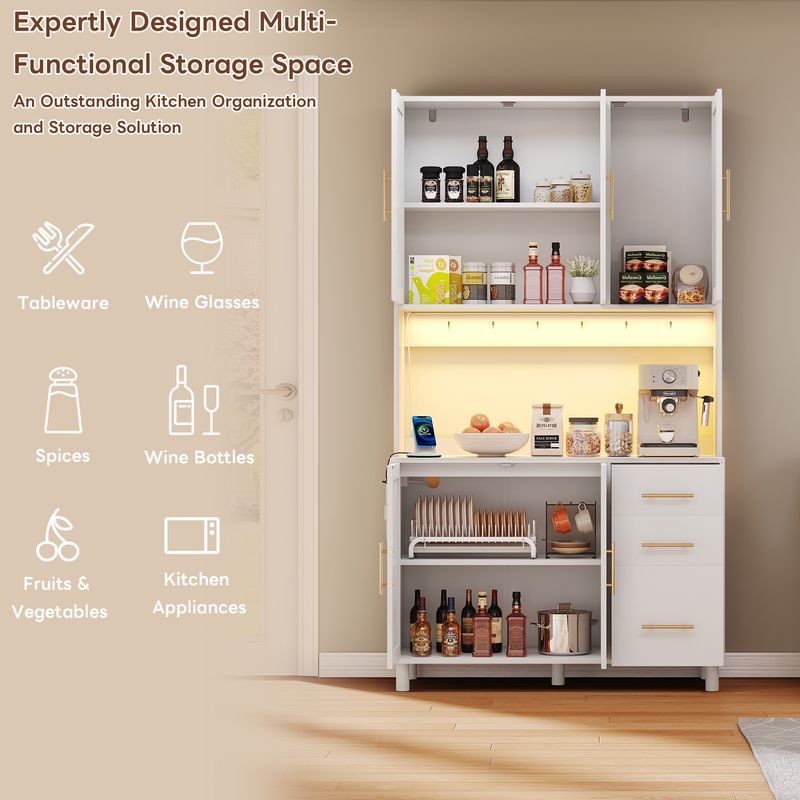 Cucina 183cm con app illuminate a LED, USB, steckdosen, 3 Schubladen_voghion.com