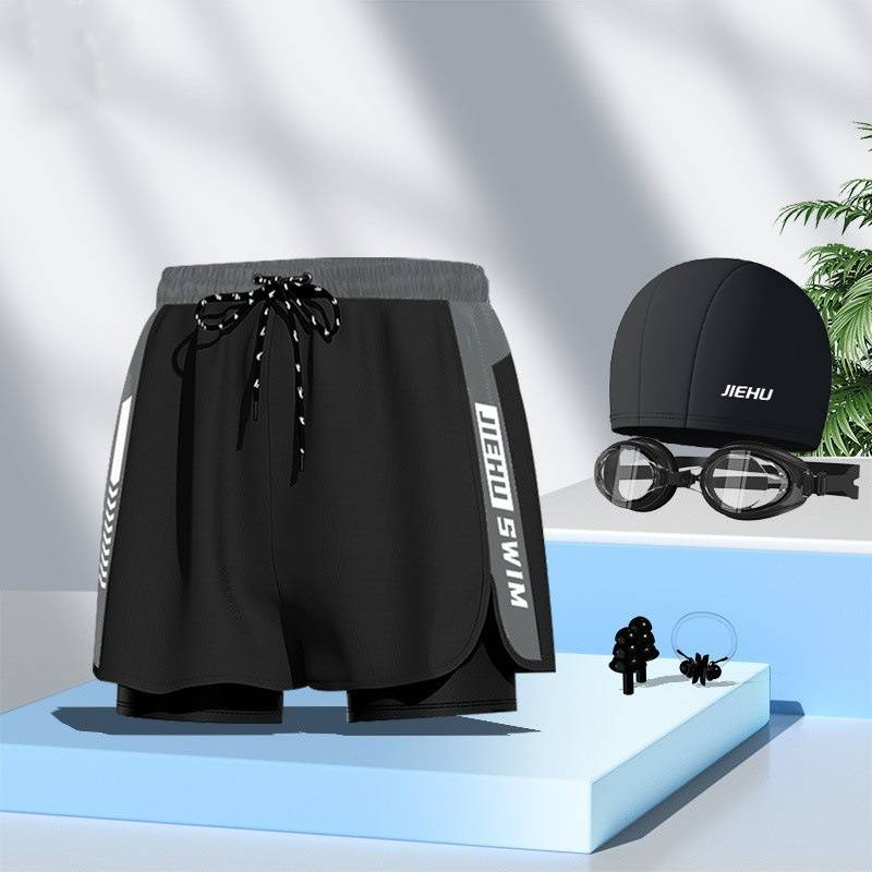 Bañador de hombre de doble capa y secado rápido, ideal para nadar sin vergüenza._voghion.com