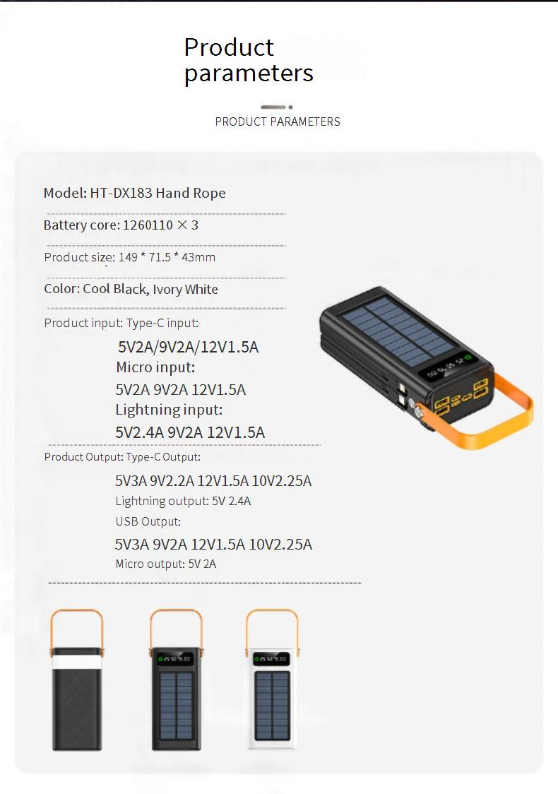 Power Bank Outdoor Solar Charger 22.5W Super Fast Charging 100000 MAh Large Capacity Portable Mobile Power Bank_voghion.com