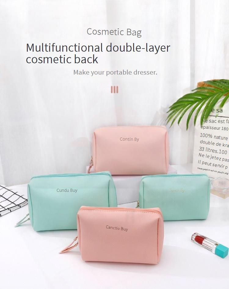 Make-up-Tools und Zubehör Neue große Kosmetiktasche, einfache und modische Aufbewahrungstasche, einfarbige wasserdichte Kulturtasche, multifunktionale Lippenstifttasche_voghion.com