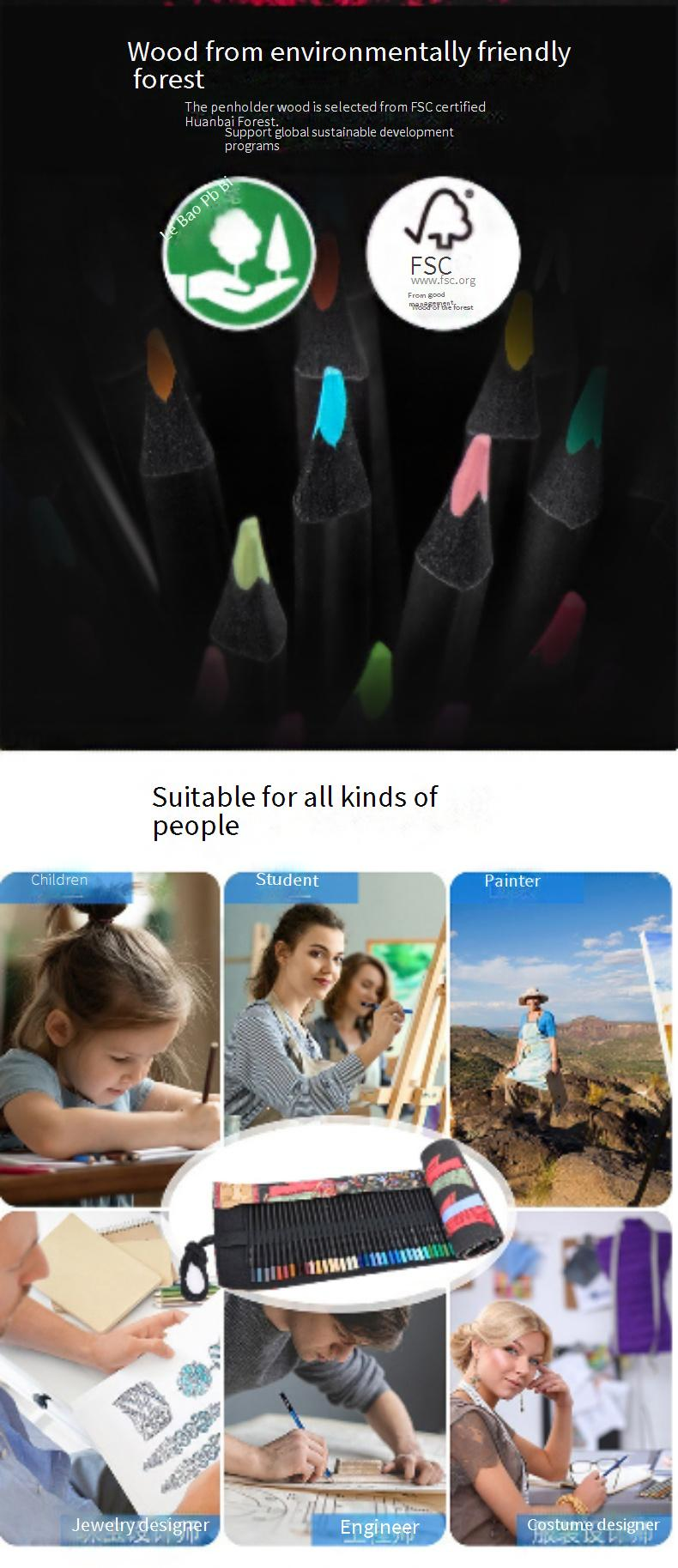 Professionelles 75-teiliges Buntstifte-Set aus schwarzem Holz auf Ölbasis – 72 leuchtende Farben für Künstler, Skizzieren und Zeichnen – Ideal für Anfänger_voghion.com