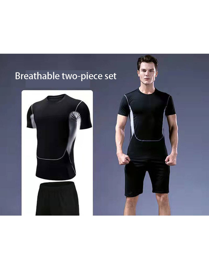 Fitness Suit, Men's Set, Sports Quick Drying Tight Fitting Suit, Training Suit, Seasonal Running, Basketball, Gym Fitness Suit_voghion.com