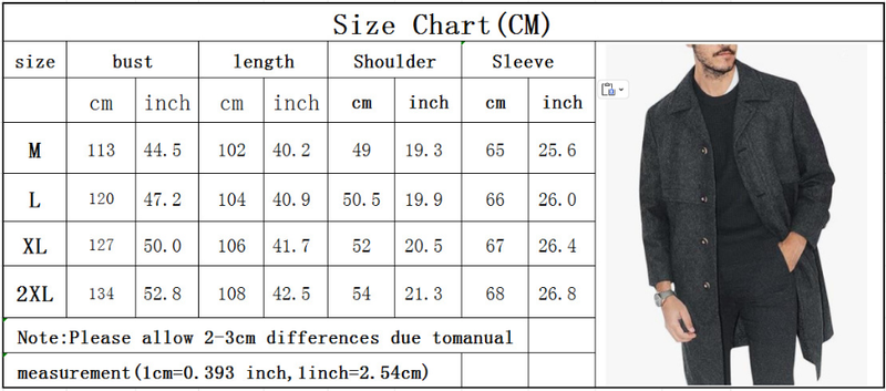 Men's Clothing Version New Woolen Men's Coat Long Coat Hot Order Large Size Single Breasted_voghion.com