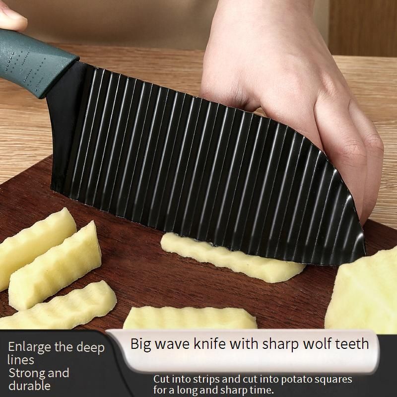 Professional Wavy Potato Cutter - Stainless Steel Crinkle Cut Knife For Fries & Veggies - Multi-Purpose Kitchen Tool (1-Pack, 2-Pack, 3-Pack Options)_voghion.com