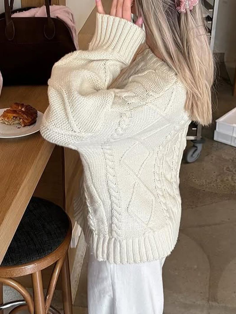 Maglione a maniche lunghe in lana semplice casual autunno e inverno 2025 da donna_voghion.com