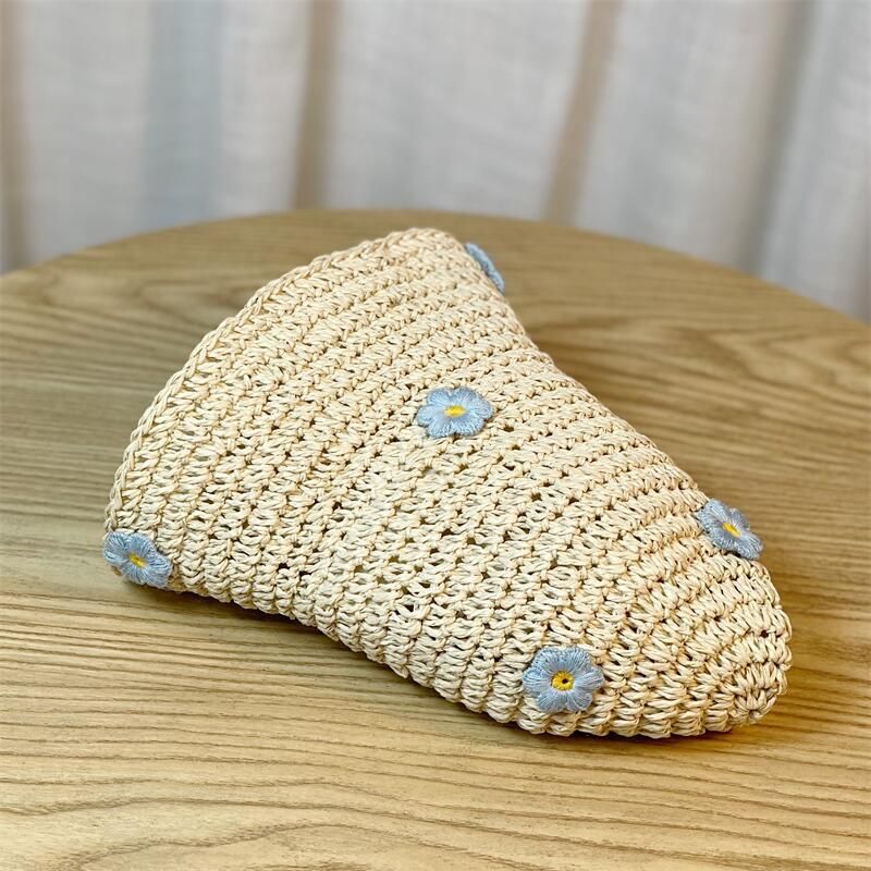 Cappello estivo da spiaggia con parasole e protezione solare da donna 2024, in paglia intrecciata, con tesa larga_voghion.com