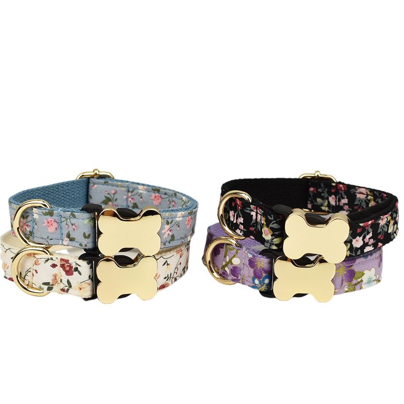 Plain Fabric Printed Plaid Series Bone Buckle Pet Supplies Neck Dog Collar New Custom Engraving_voghion.com