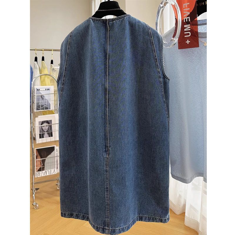 Abito in denim senza maniche coreano casual di alta qualità per le donne in estate, super bello, unico e meraviglioso._voghion.com