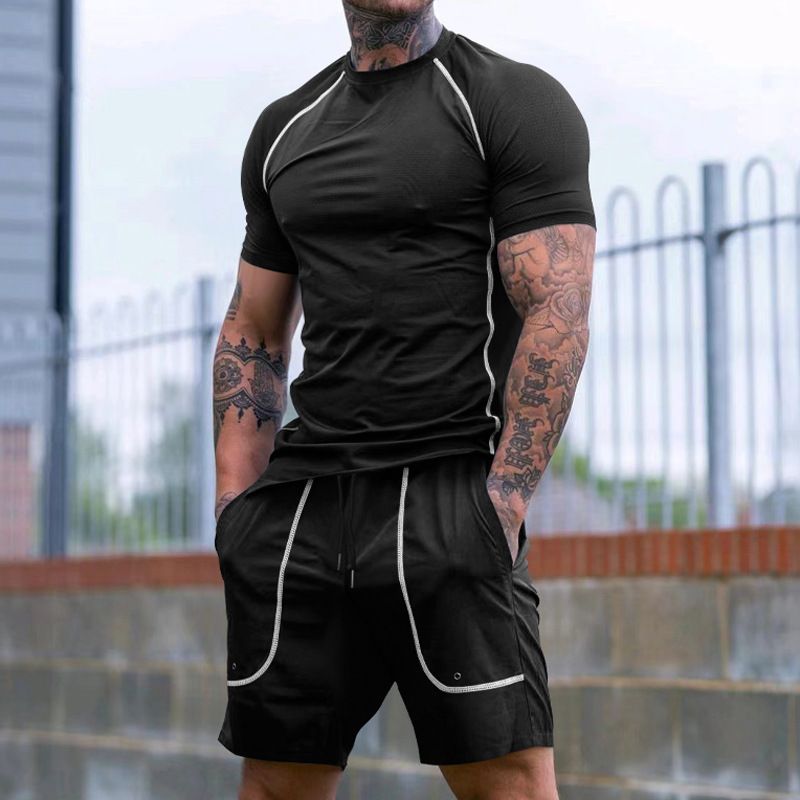 Ensemble de vêtements moulants pour hommes, nouveau Style, course à pied, Fitness, pour l'entraînement et la mise en forme, été 2024_voghion.com