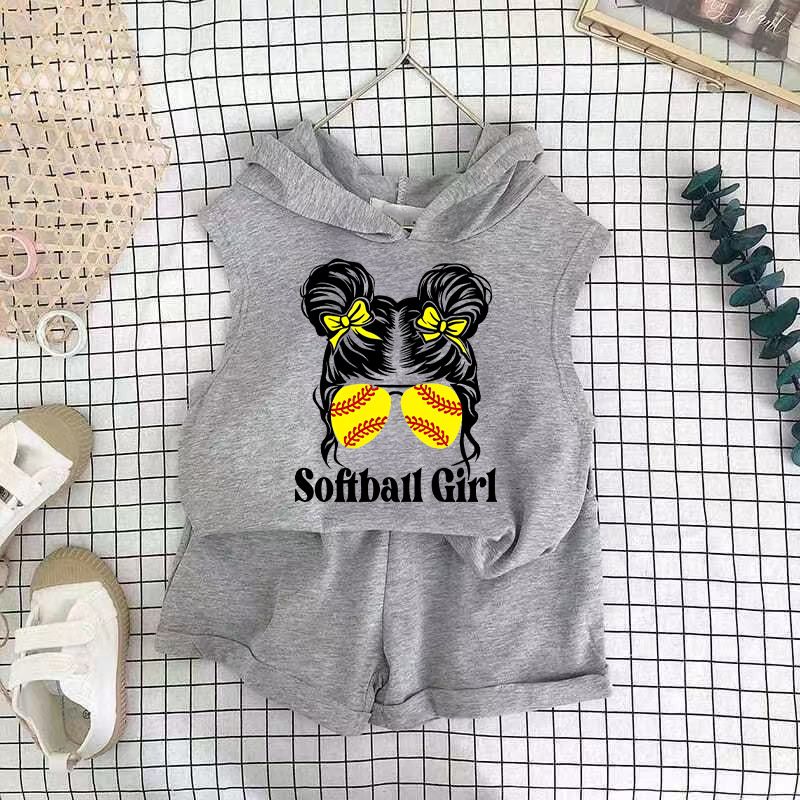 Children's Clothing 2025 New Girls Shorts Suit Hooded Two Piece Korean Style Fashion Cartoon Vest Trend_voghion.com