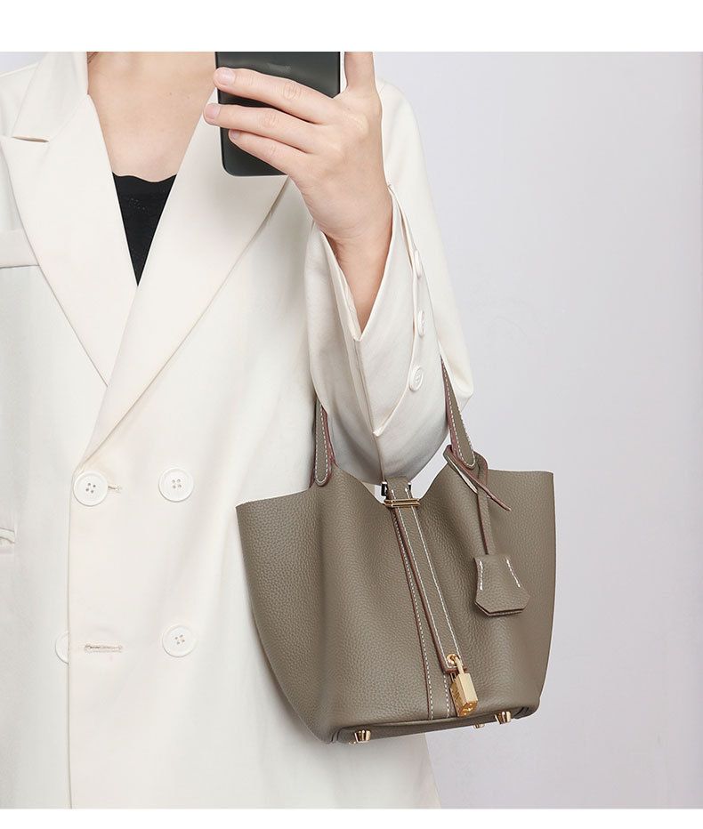 Basket Damen Echtleder High Version 2025, Nischenhandtasche, Bucket Bag_voghion.com