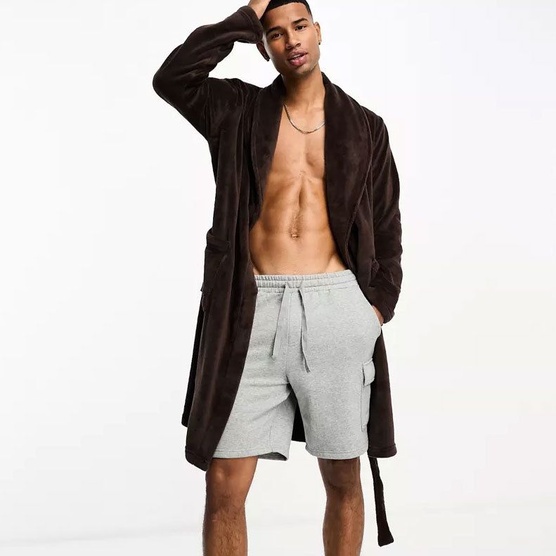 Γυναικεία Πυτζάμες Μεγάλα Μεγέθη Ρούχα Σπιτιού Ρόμπα από Χοντρό Φανέλα με Δέσιμο Πιτζάμες με Μακρυμάνικο Κοραλί Φλις Μπουρνούζι Πρωινή Ρόμπα_voghion.com