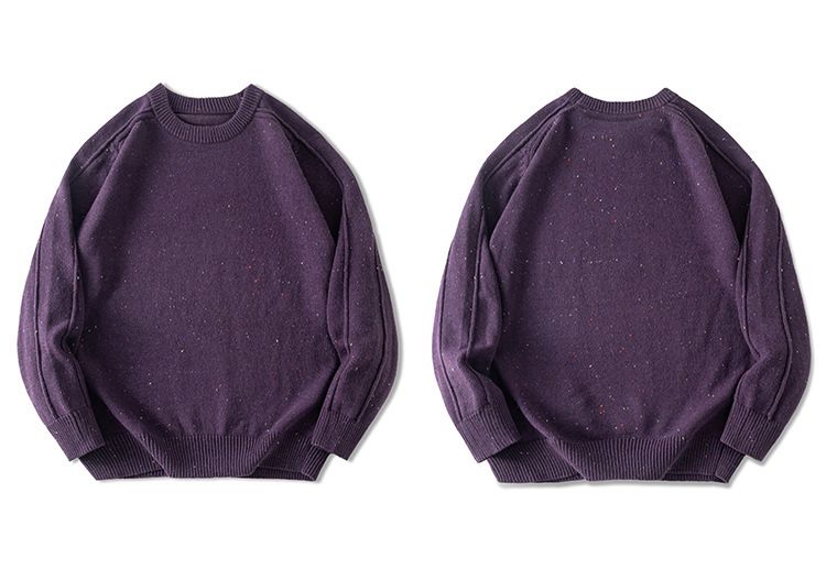 Maglione oversize a righe in maglia – Pullover unisex con trama a onde in morbido misto cotone (S-4XL, color lavanda/carbone/talpa)_voghion.com