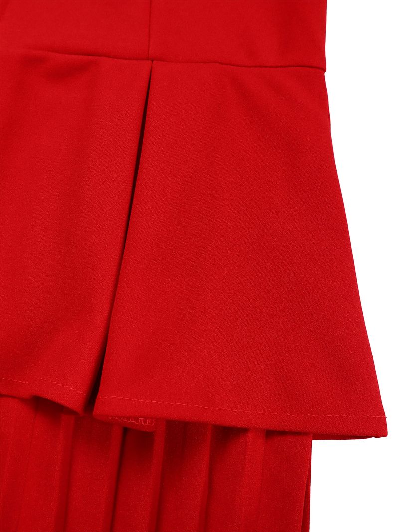 Women's Clothing V Neck Ruffled High Waist Slim OL Commuter Pencil Skirt_voghion.com
