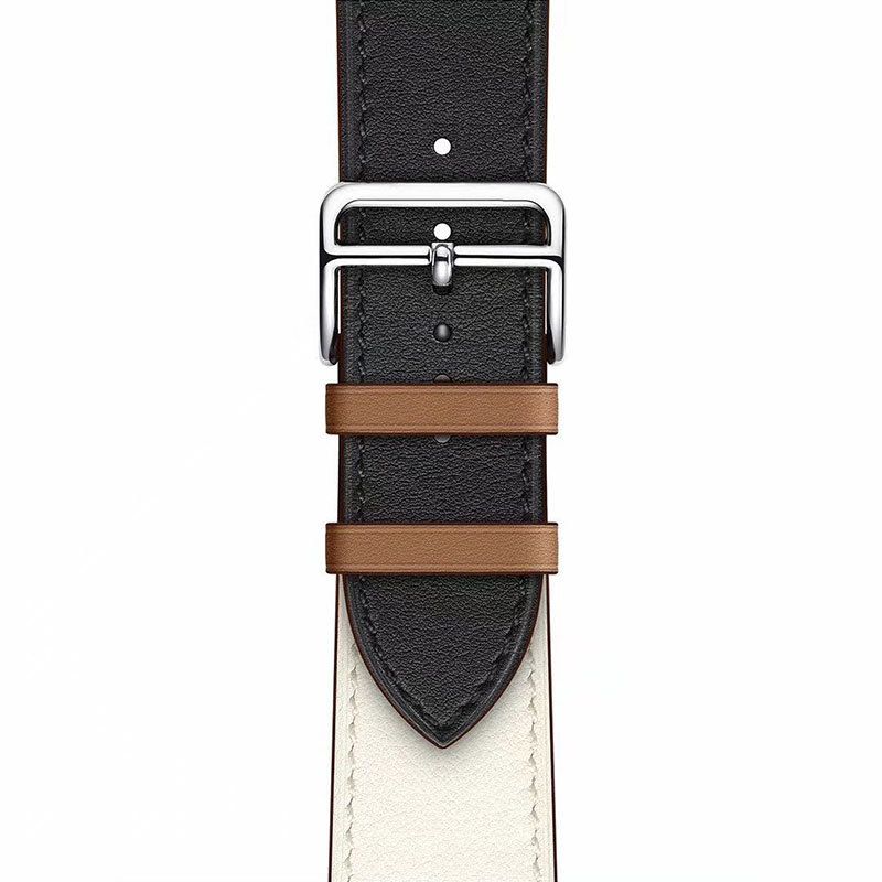 Vendita calda Adatto per iWatch7 Doppio Loop iWatch 8654SE Cinturino in pelle a blocchi di colore contrastanti | Moda, tendenza_voghion.com