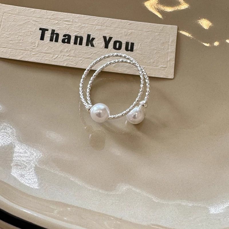 Leichter Luxus-Perlenring für Damen, offenes Design, einzigartiges Nischendesign, hochwertige Anmutung, Ring für den Zeigefinger, personalisierte Mode._voghion.com