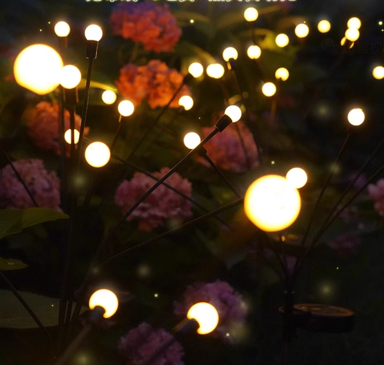 Luzes de jardim decorativas solares para exterior, estilo vaga-lume, à prova d'água, para pátio, jardim, vila, paisagem, com estaca para gramado._voghion.com