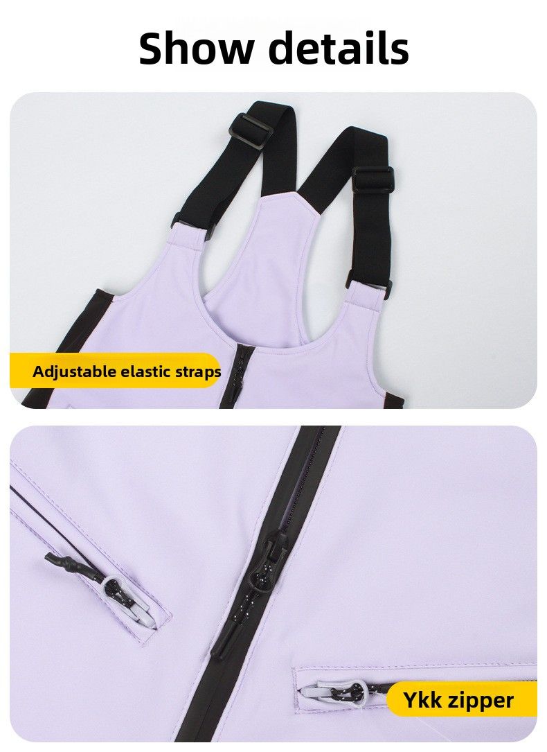 Women's Ski With Straps, One-Piece Waterproof Suit, Winter Outdoor Warm Snow Pants_voghion.com