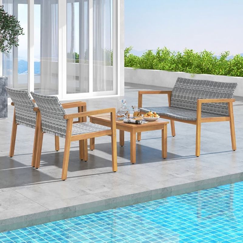 4-Piece Patio Furniture Set With Loveseat Single Chairs And Coffee Table_voghion.com