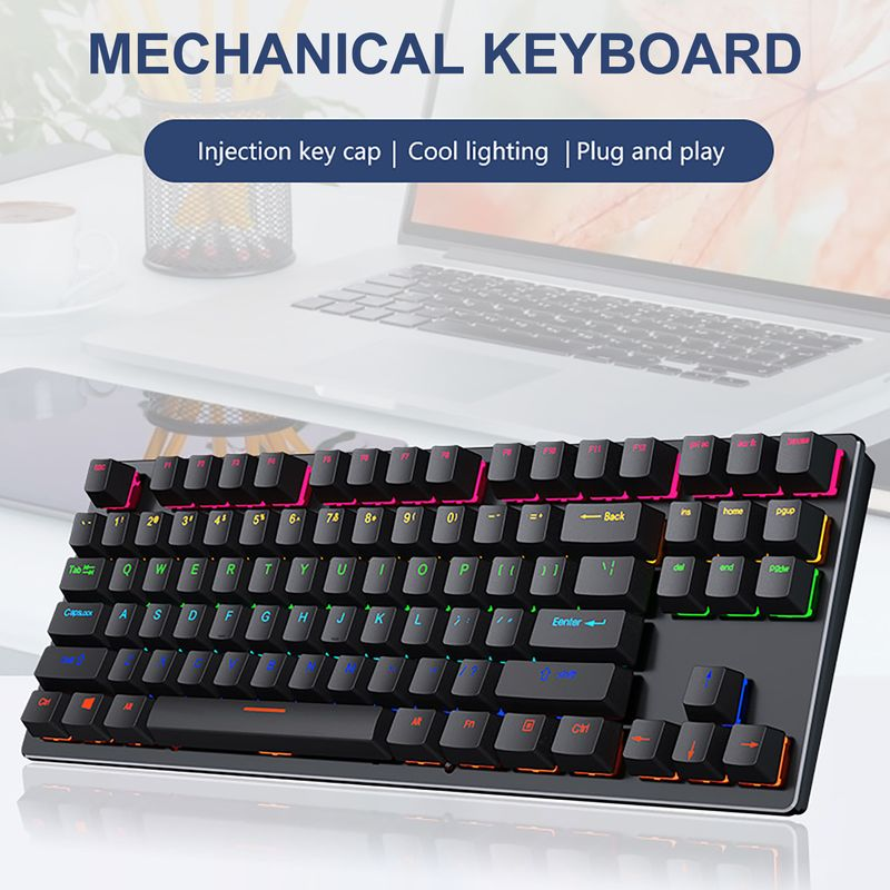 Farfi K550 Tastiera meccanica da gioco USB ergonomica non ritardata cablata con 87 tasti per ufficio_voghion.com