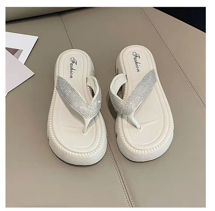 Sandali infradito da donna con strass di alta qualità per abbigliamento estivo outdoor 2023 nuove pantofole da donna con suola spessa_voghion.com