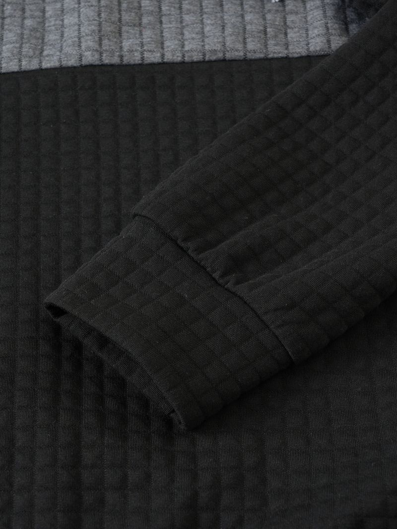 Felpa con cappuccio a quadri da uomo – Felpa casual a maniche lunghe con cerniera (S-XXXL, design a blocchi di colore)_voghion.com