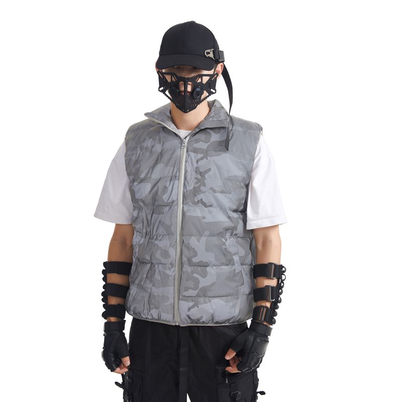 Roupas masculinas camuflagem ao ar livre colete refletivo casaco de algodão_voghion.com