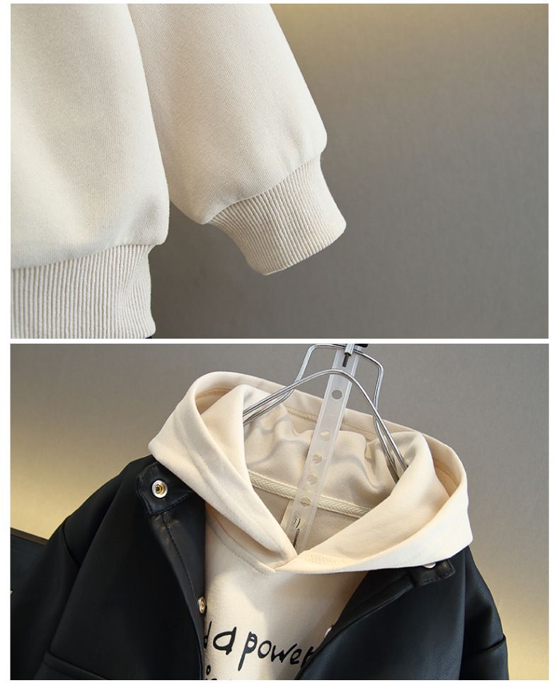 Giacca in pelle 2025 Nuovi vestiti per bambini primavera autunno, freschi e belli, felpa in stile coreano per ragazzi, set da due pezzi_voghion.com