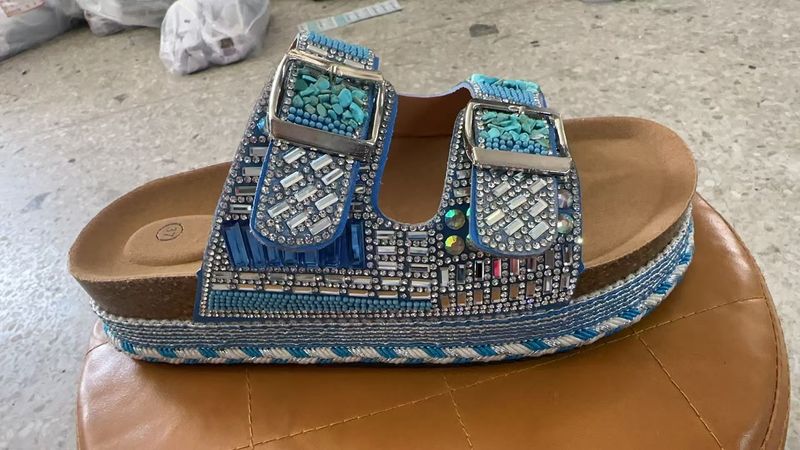 Modesch Déck Ënner Duebelknäppchen Waasser Diamant Kork Fraen, Boken Schong, Casual Pantoffelen Fir Fraen_voghion.com