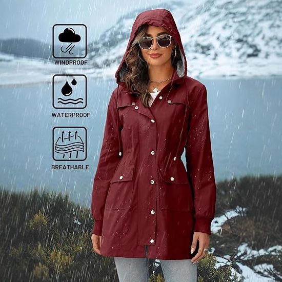 . Imperméable léger pour femme, imperméable, rayé, randonnée, extérieur, coupe-vent à capuche amovible_voghion.com