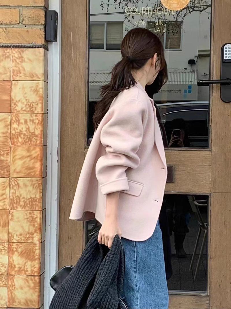 Manteau d'hiver en laine 100 % laine, couleur unie, style coréen Dongdaemun V*rgamot_voghion.com