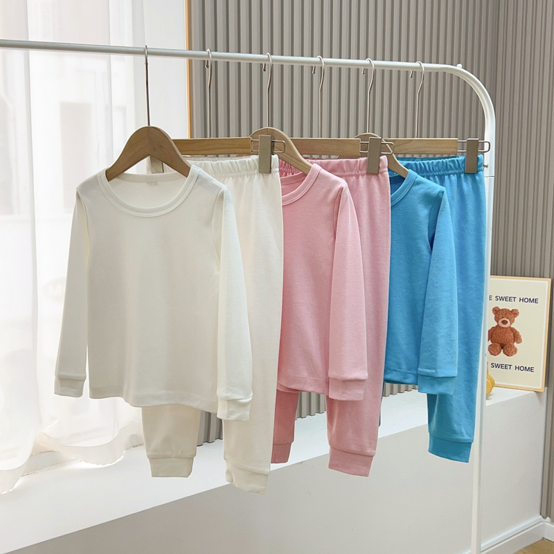 Conjunto de ropa interior de Lycra de algodón para niños y niñas, ropa de hogar para niños, ropa de otoño de algodón de Lycra, pantalones de otoño, conjunto de dos piezas_voghion.com